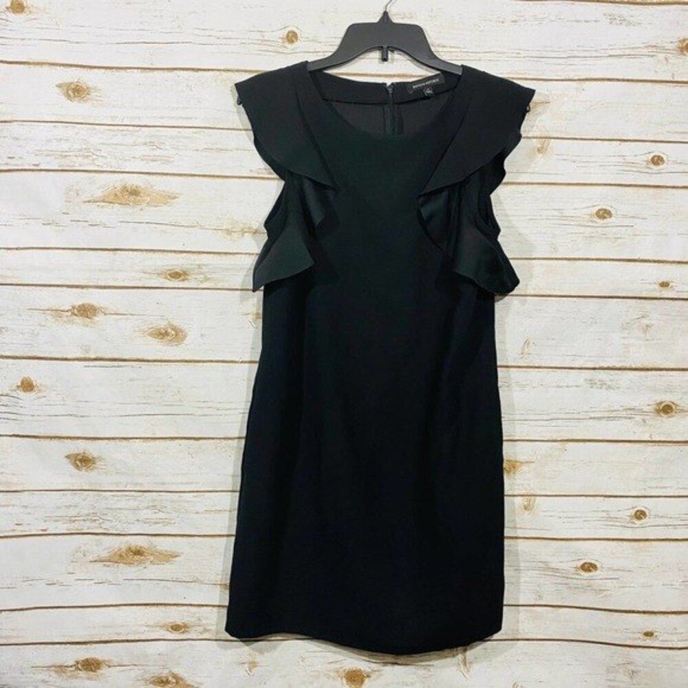 Banana Republic‎ Black Round Neck Sleeveless Back Zip Dress Size 4